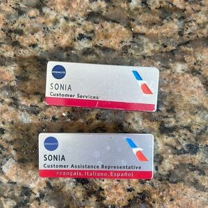 American Airlines name tags